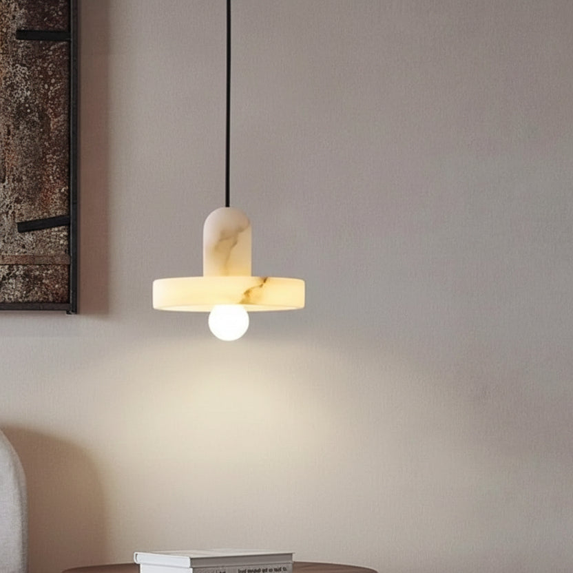 Taso Minimalist Alabaster Disc Pendant Light - Lumovique