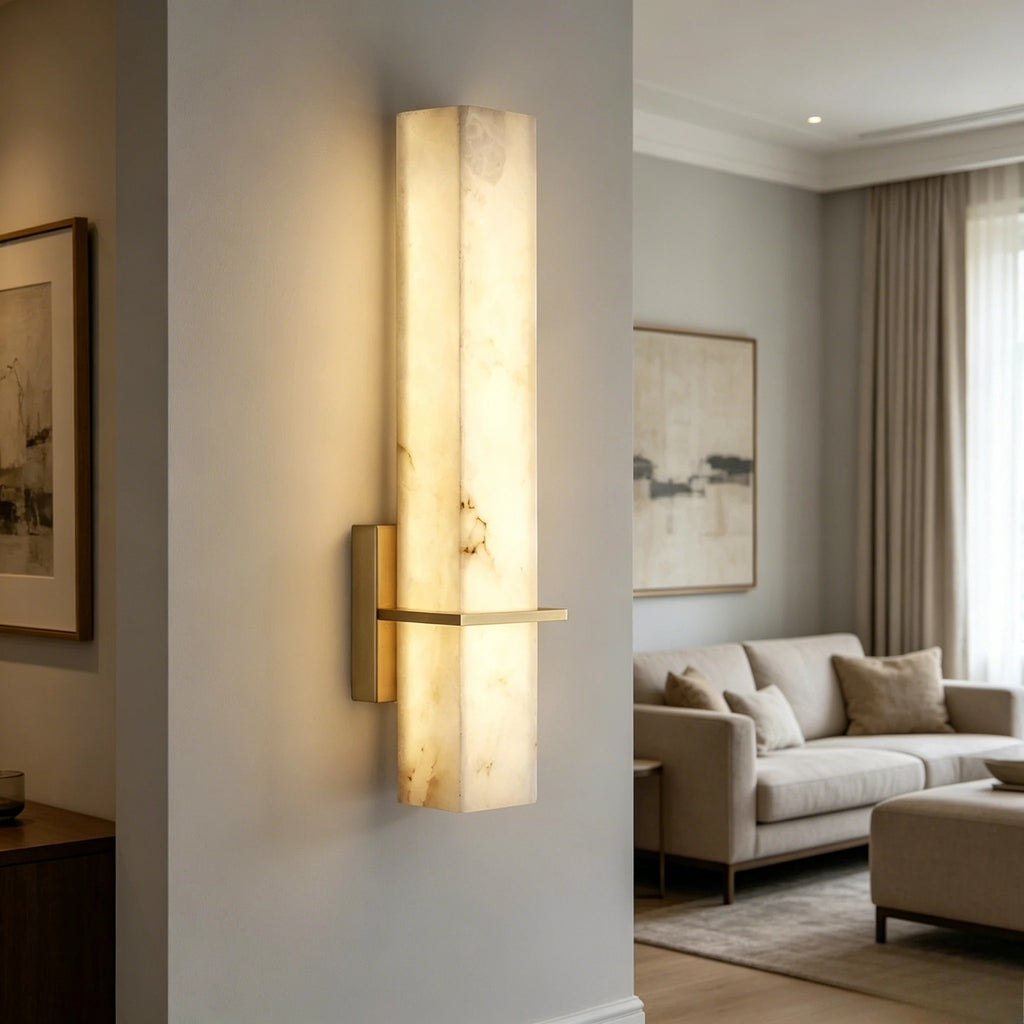 Movi Spanish Alabaster Rectangular Wall Sconce - Lumovique