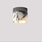 Nuvi Japandi Marble Drum Flush Mount Ceiling Light - Lumovique