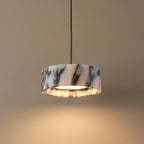 Rulen Japandi Marble Drum Pendant Light - Lumovique