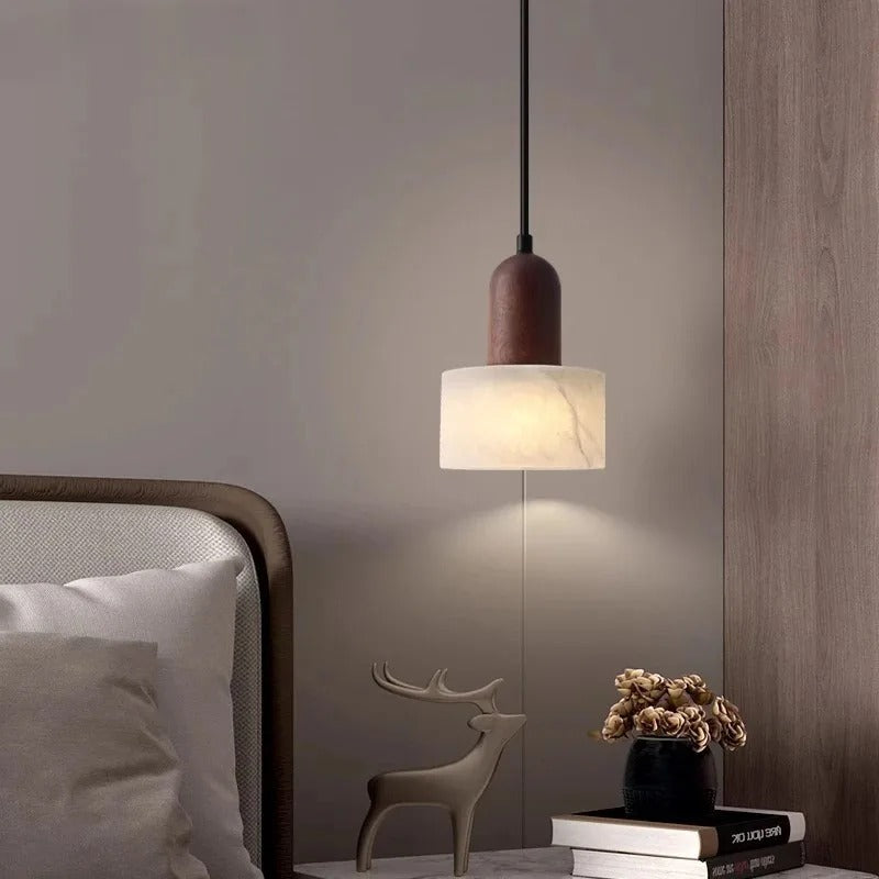 Kyro Japandi Alabaster Wood Hanging Wall Sconce - Lumovique