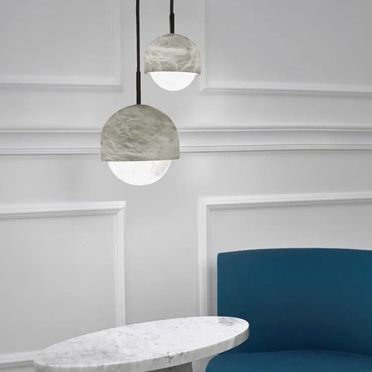 Jexa Minimalist Alabaster Globe Pendant Light - Lumovique
