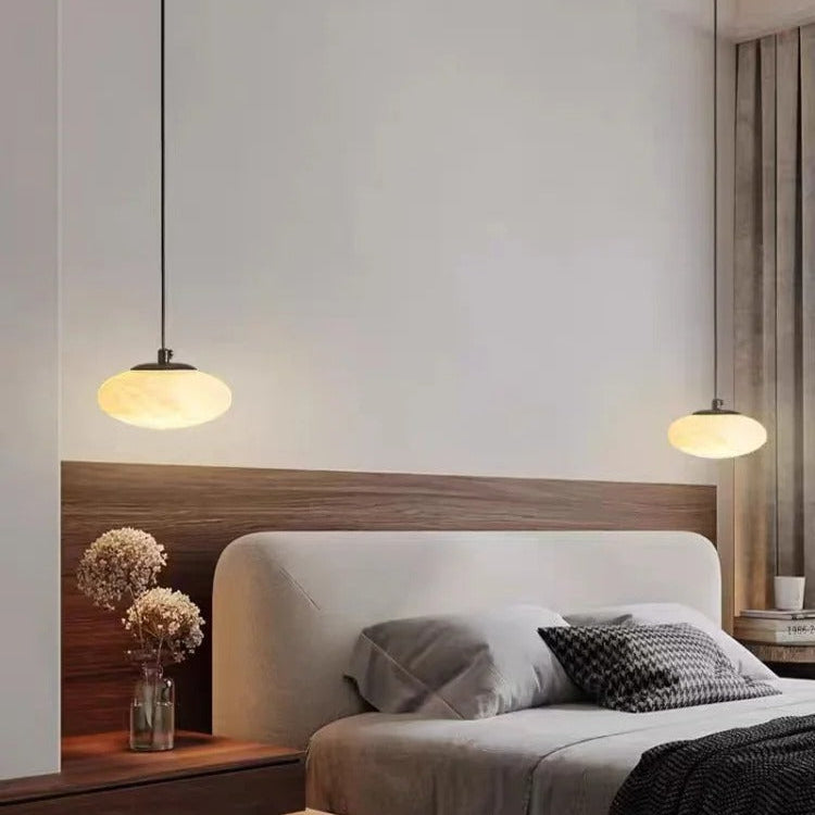 Tyvi Minimalist Alabaster Oval Mini Pendant Light - Lumovique