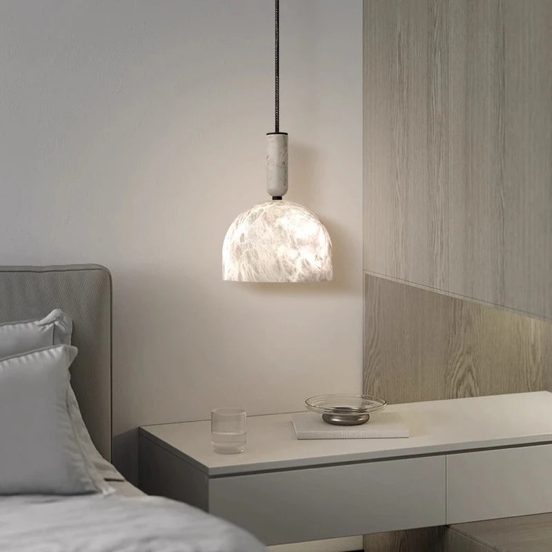 Valo Mid Century Alabaster Dome Pendant Light - Lumovique