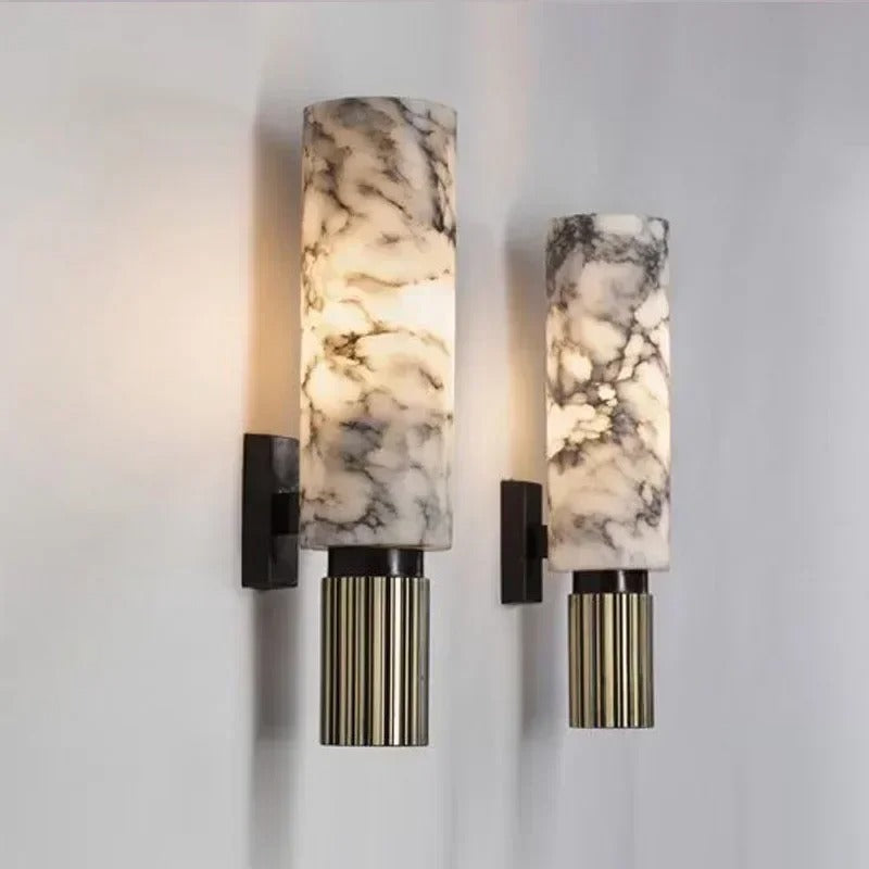 Dorlu Art Deco Marble Cylinder Wall Sconce - Lumovique