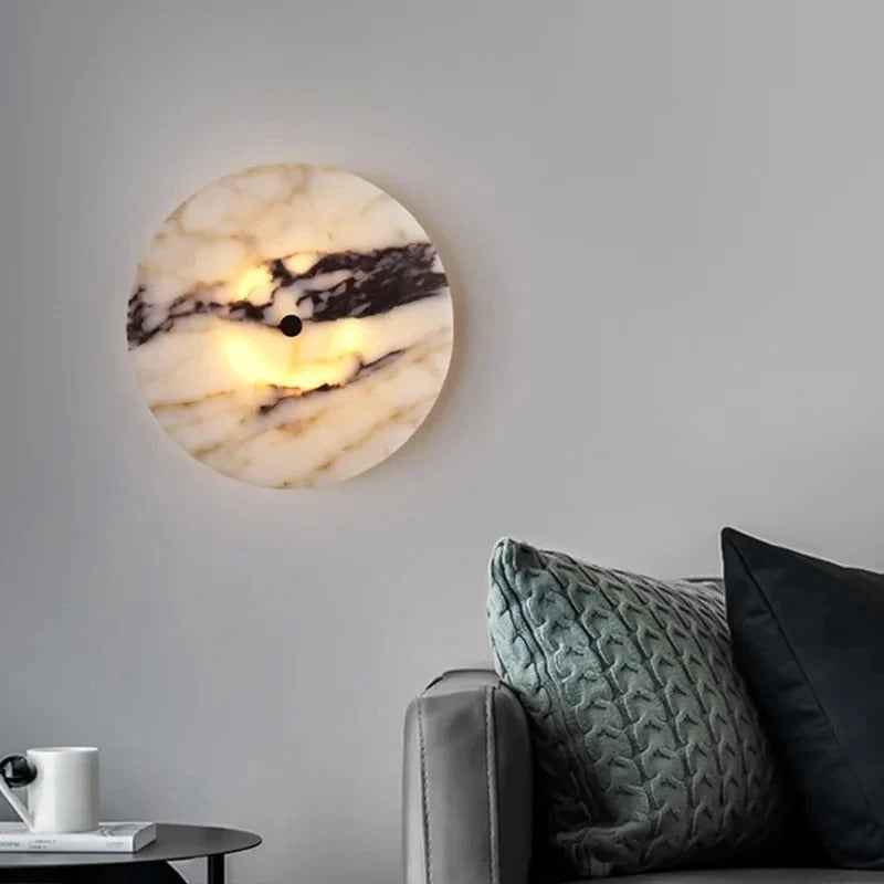 Kolna Japandi Marble Disc Wall Sconce - Lumovique
