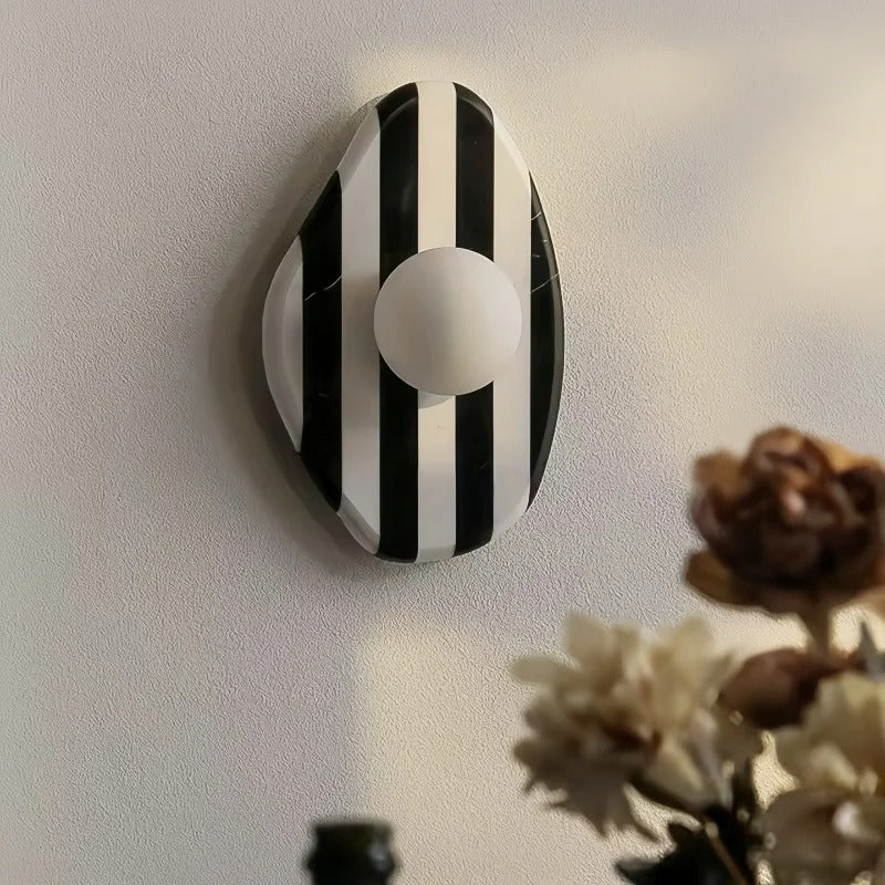 Nexa Retro Striped Marble Globe Wall Sconce - Lumovique