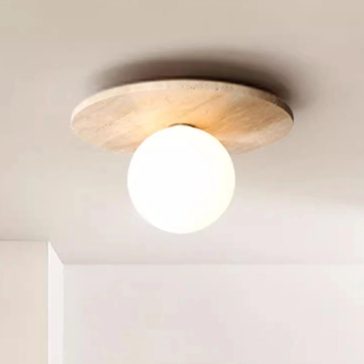 Faro Wabi Sabi Travertine Flush Mount Ceiling Light - Lumovique