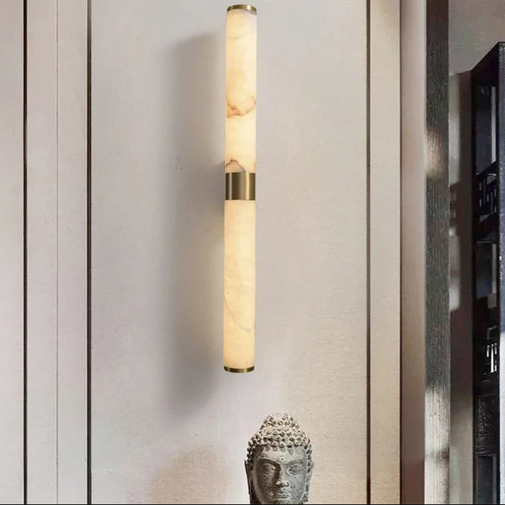 Eluno Mid Century Alabaster Double Cylinder Wall Sconce - Lumovique