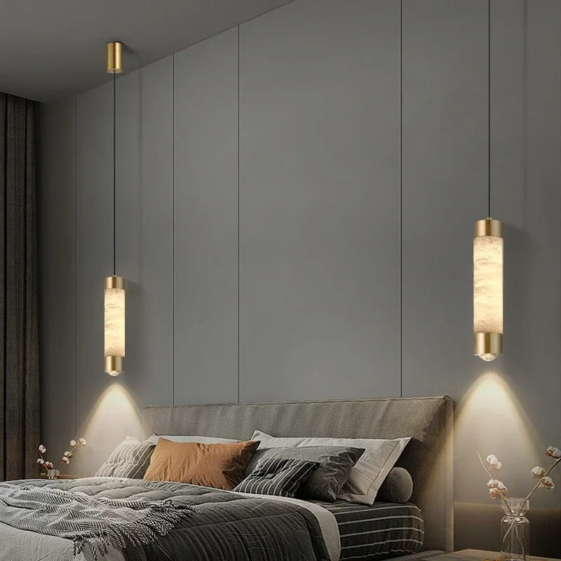 Cevi Minimalist Alabaster Tube Pendant Light - Lumovique