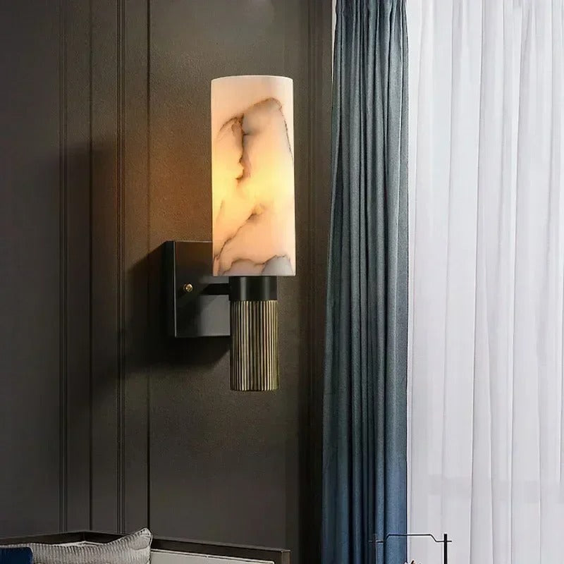 Dorlu Art Deco Marble Cylinder Wall Sconce - Lumovique