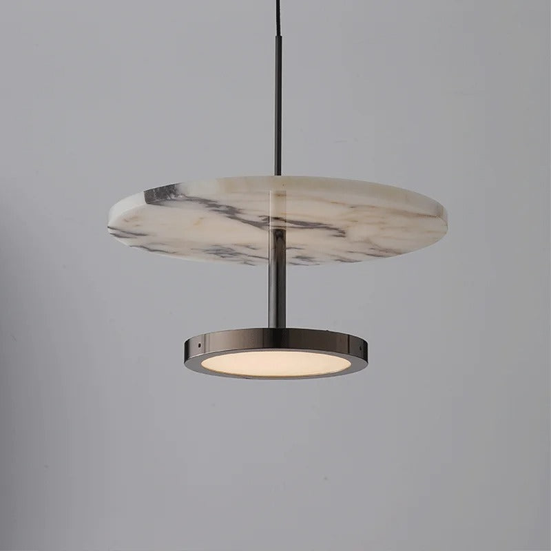 Aryn Minimalist Marble Disc LED Pendant Light - Lumovique