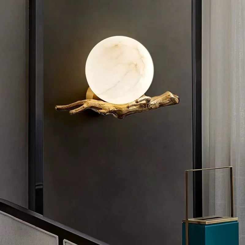 Wexo Vintage Alabaster Globe Branch Wall Sconce - Lumovique