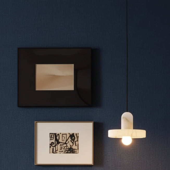 Taso Minimalist Alabaster Disc Pendant Light - Lumovique