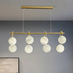 Nere Mid Century Alabaster Globe Linear Chandelier - Lumovique