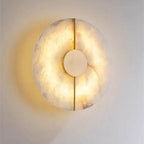 Qivo Minimalist Alabaster Split Disc Wall Sconce - Lumovique