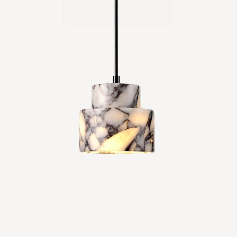 Selno Art Deco Marble Stepped Cylinder Pendant Light - Lumovique