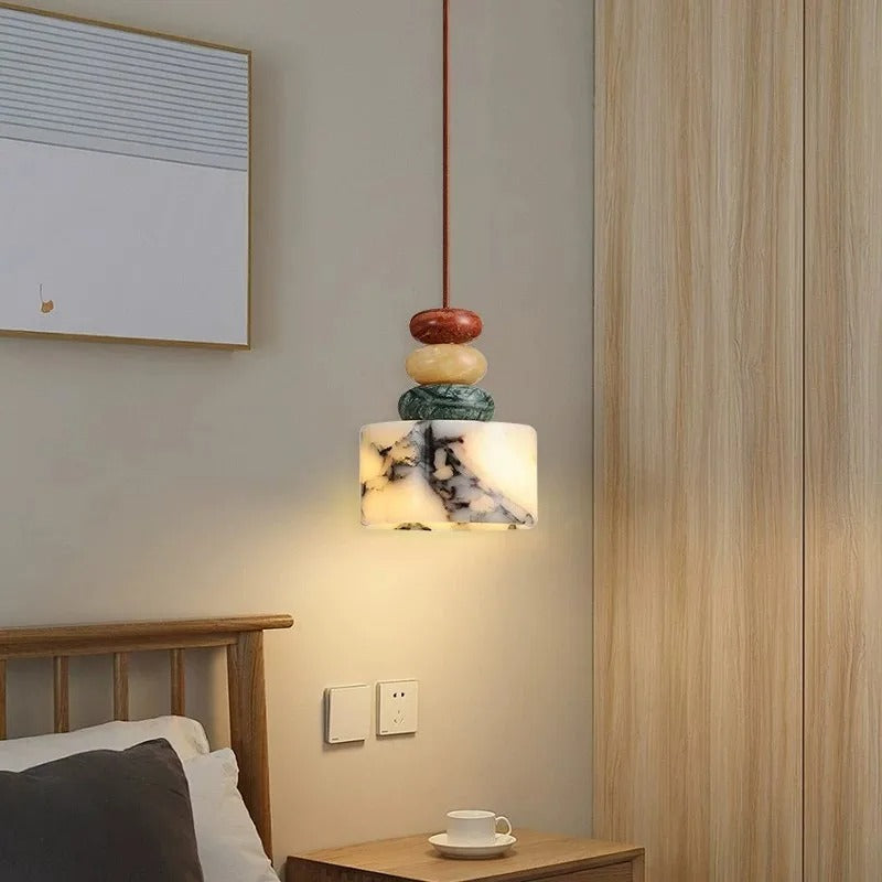 Sorno Post Modern Marble Drum Pendant Light - Lumovique