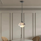 Zive Mid Century Marble Dome Glass Globe Pendant Light - Lumovique