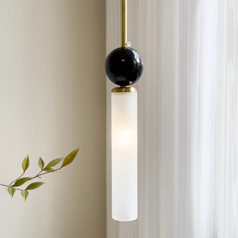 Zyle Mid Century Marble Ball Tube Pendant Light - Lumovique