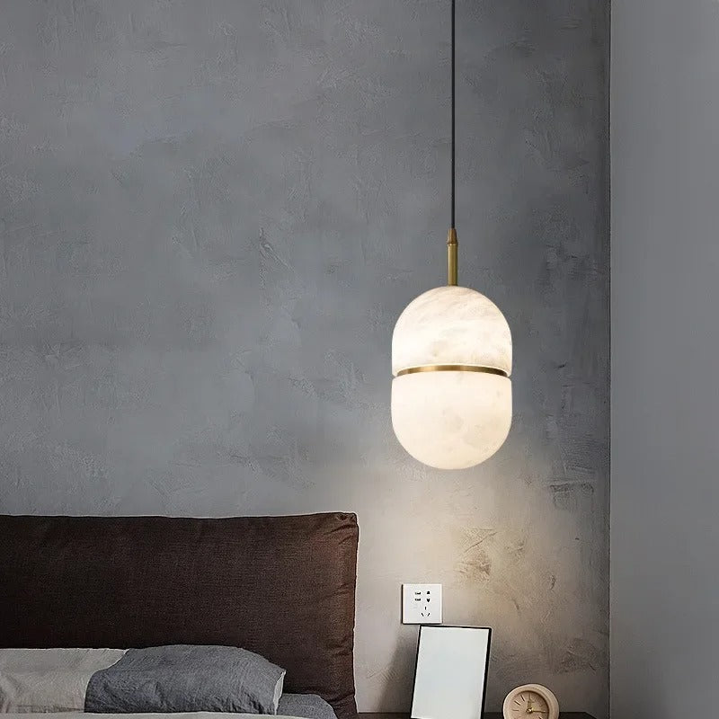 Nesi Mid Century Alabaster Capsule Pendant Light - Lumovique