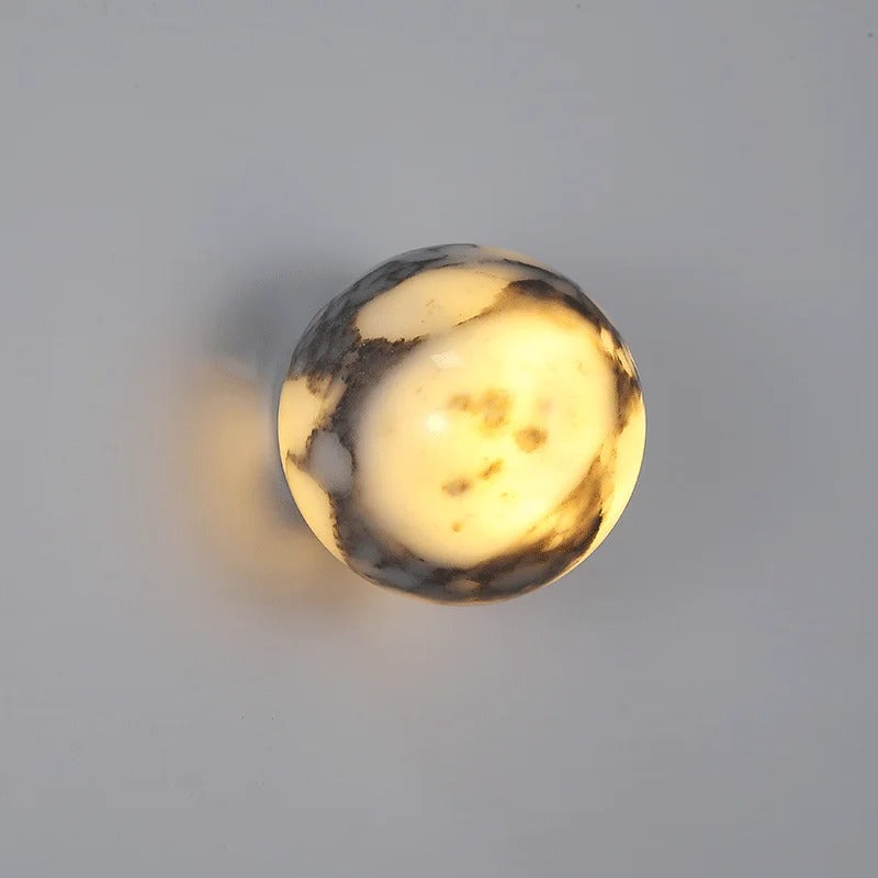 Ronsu Minimalist Marble Globe Wall Sconce - Lumovique