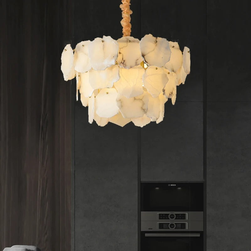 Bryx Spanish Alabaster Tiered Chandelier - Lumovique