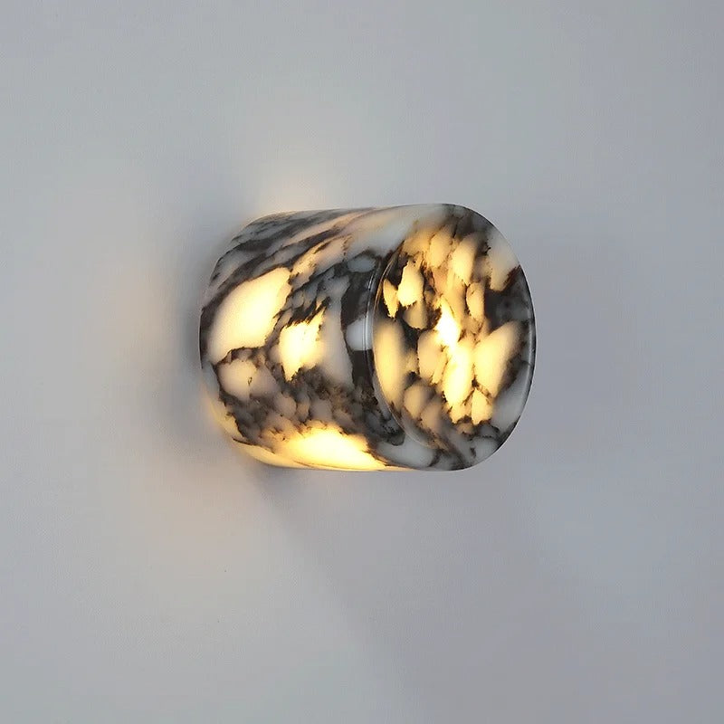 Miklo Minimalist Marble Drum Wall Sconce - Lumovique