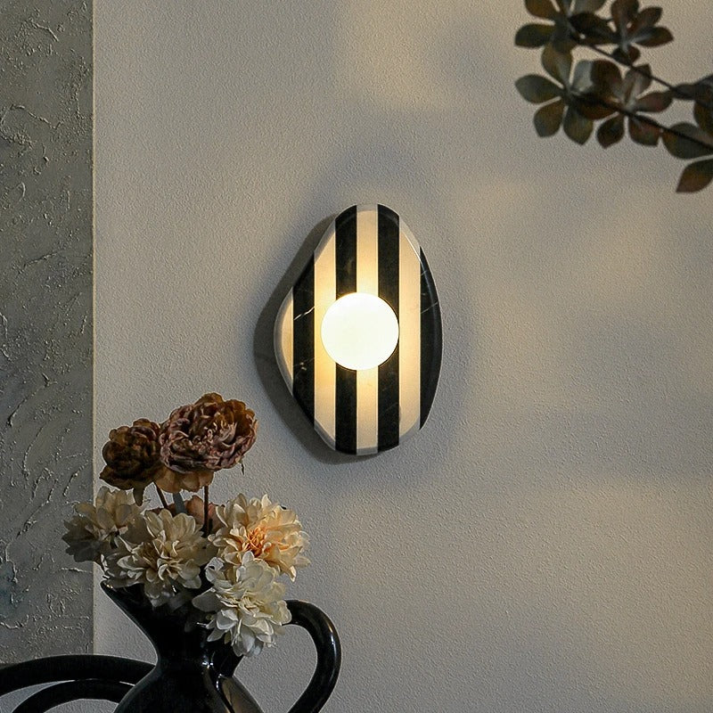 Nexa Retro Striped Marble Globe Wall Sconce - Lumovique
