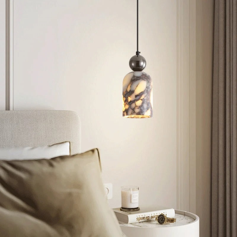 Nimlo Mid Century Marble Dome Pendant Light - Lumovique