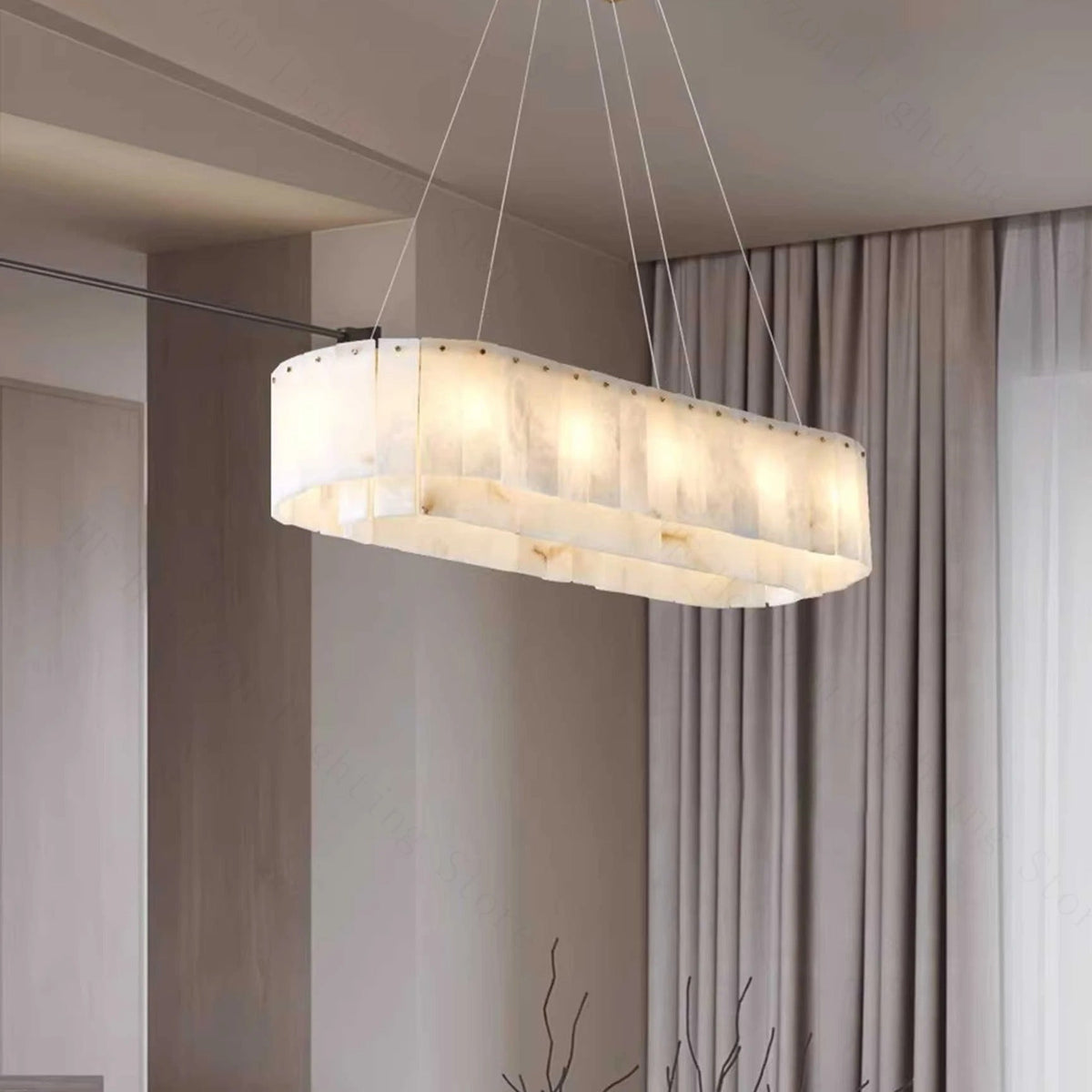 Covi Spanish Alabaster Oval Tiered Chandelier - Lumovique