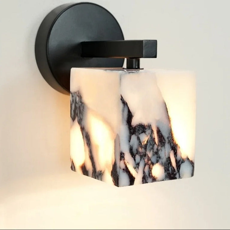 Marno Japandi Marble Cube Wall Sconce - Lumovique