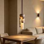 Rive Japandi Marble Glass Cylinder Pendant Light - Lumovique