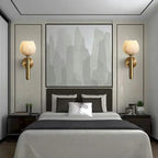 Aleno Italian Alabaster Lotus Flower Wall Sconce - Lumovique