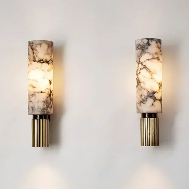 Dorlu Art Deco Marble Cylinder Wall Sconce - Lumovique