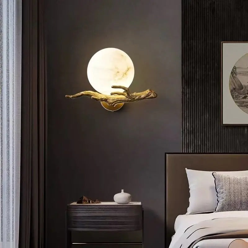 Wexo Vintage Alabaster Globe Branch Wall Sconce - Lumovique