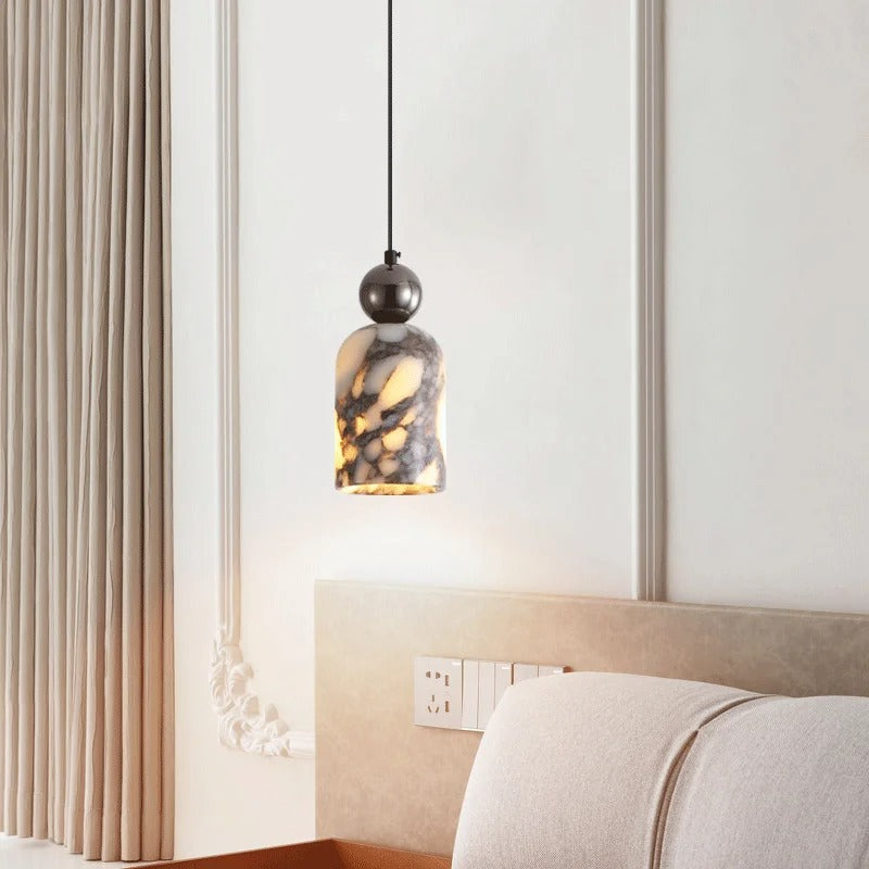 Nimlo Mid Century Marble Dome Pendant Light - Lumovique