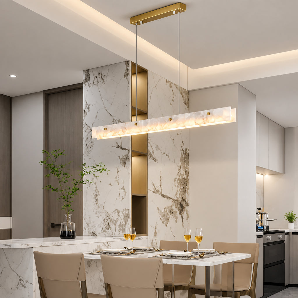 Cler Art Deco Alabaster Linear Chandelier - Lumovique
