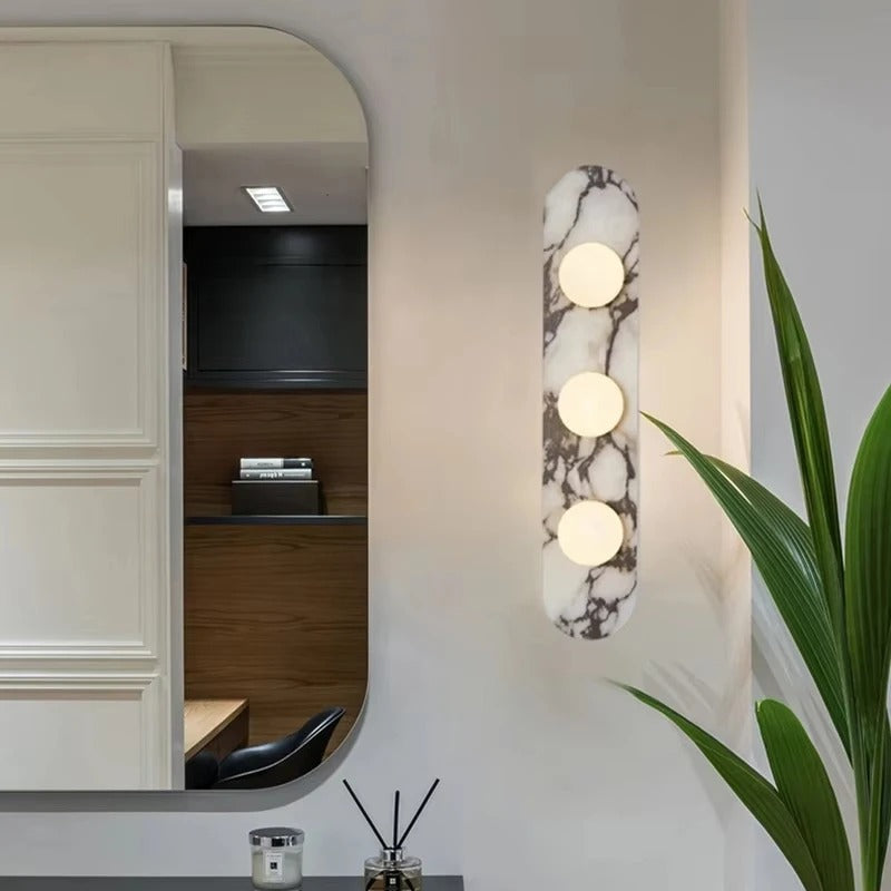 Nuzi Mid Century Marble Glass Globe Wall Sconce - Lumovique