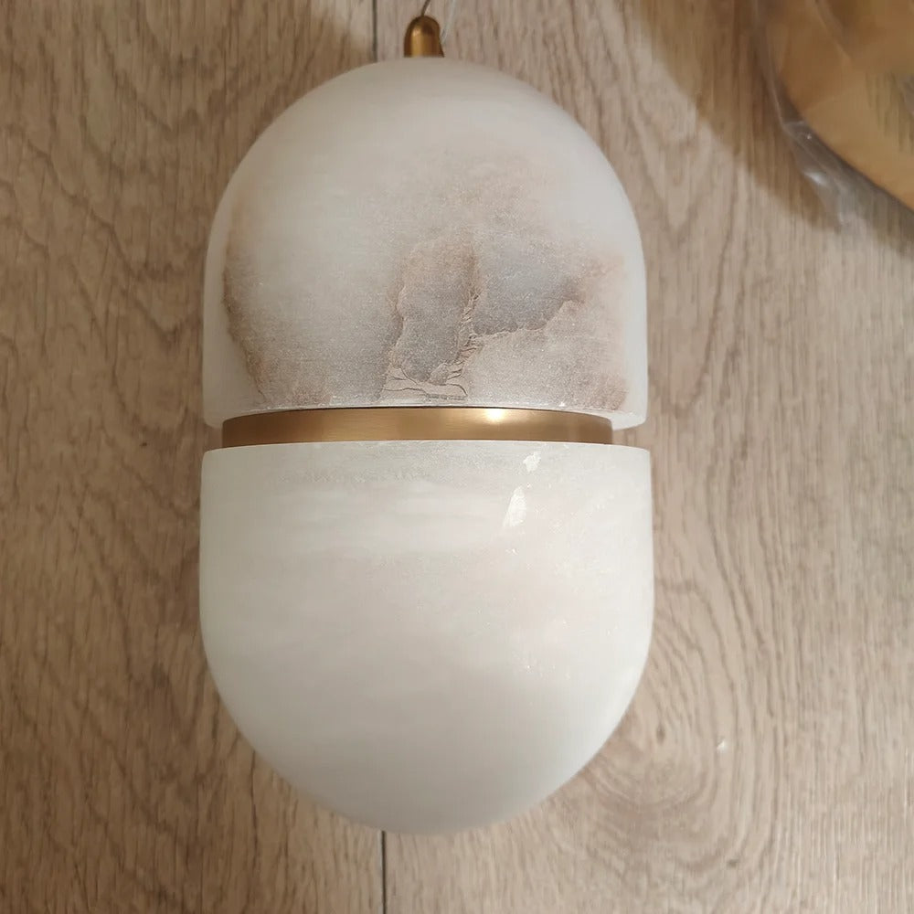 Nesi Mid Century Alabaster Capsule Pendant Light - Lumovique