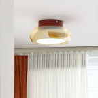 Fela Mid Century Amber Glass Flush Mount Ceiling Light - Lumovique