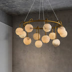 Cazen Mid Century Alabaster Globe Ring Chandelier - Lumovique