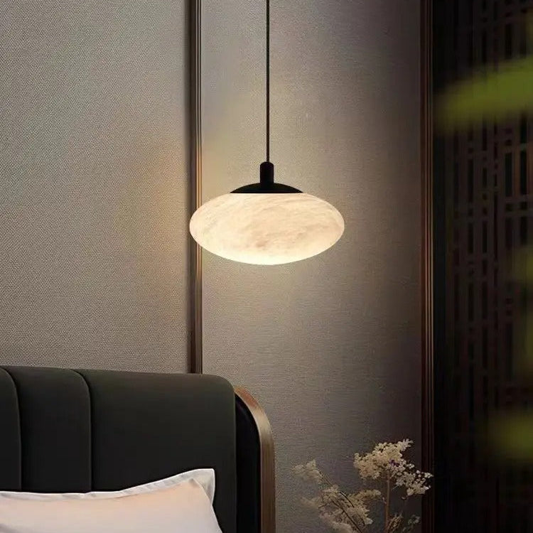 Tyvi Minimalist Alabaster Oval Mini Pendant Light - Lumovique