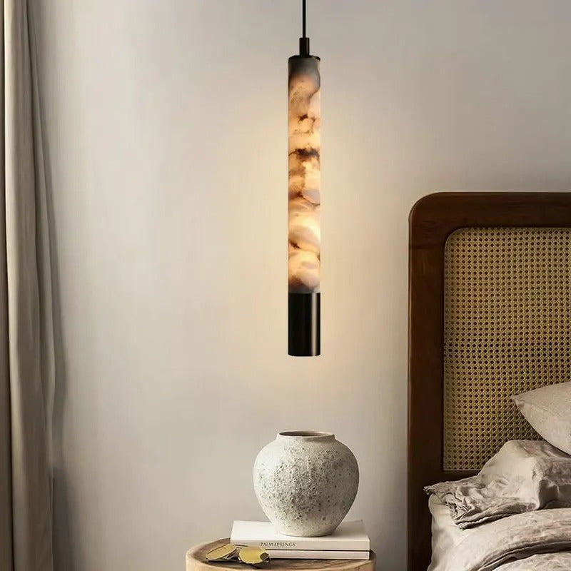 Brenu Spanish Alabaster Cylinder Pendant Light - Lumovique