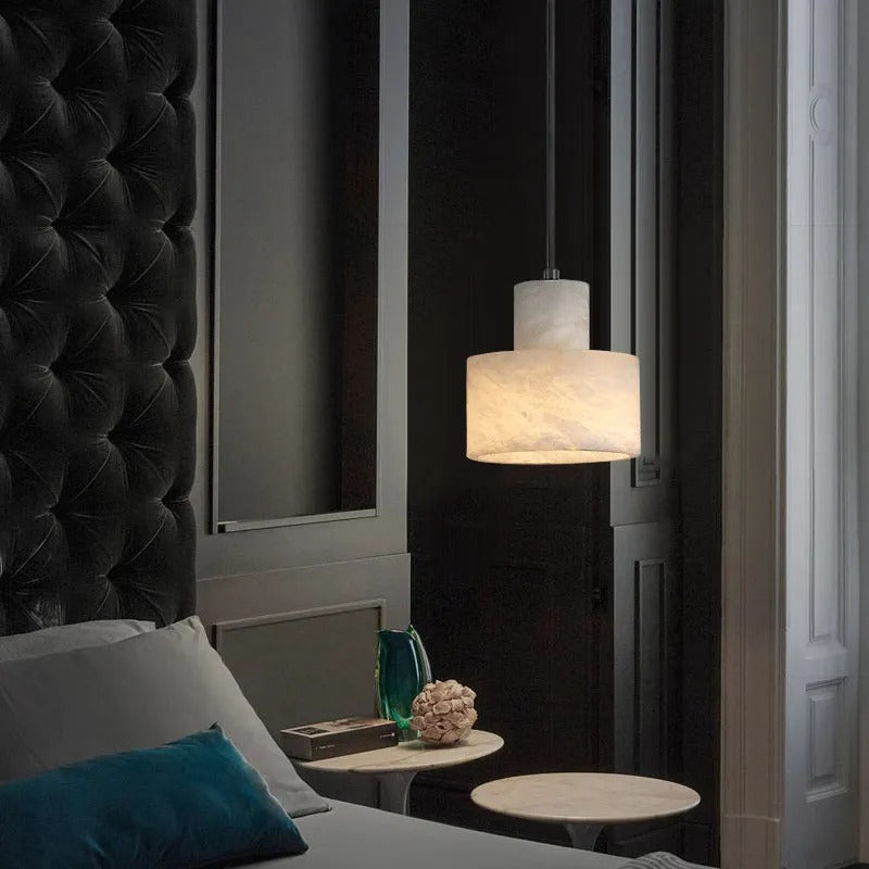 Zize Art Deco Alabaster Tiered Drum Pendant Light - Lumovique