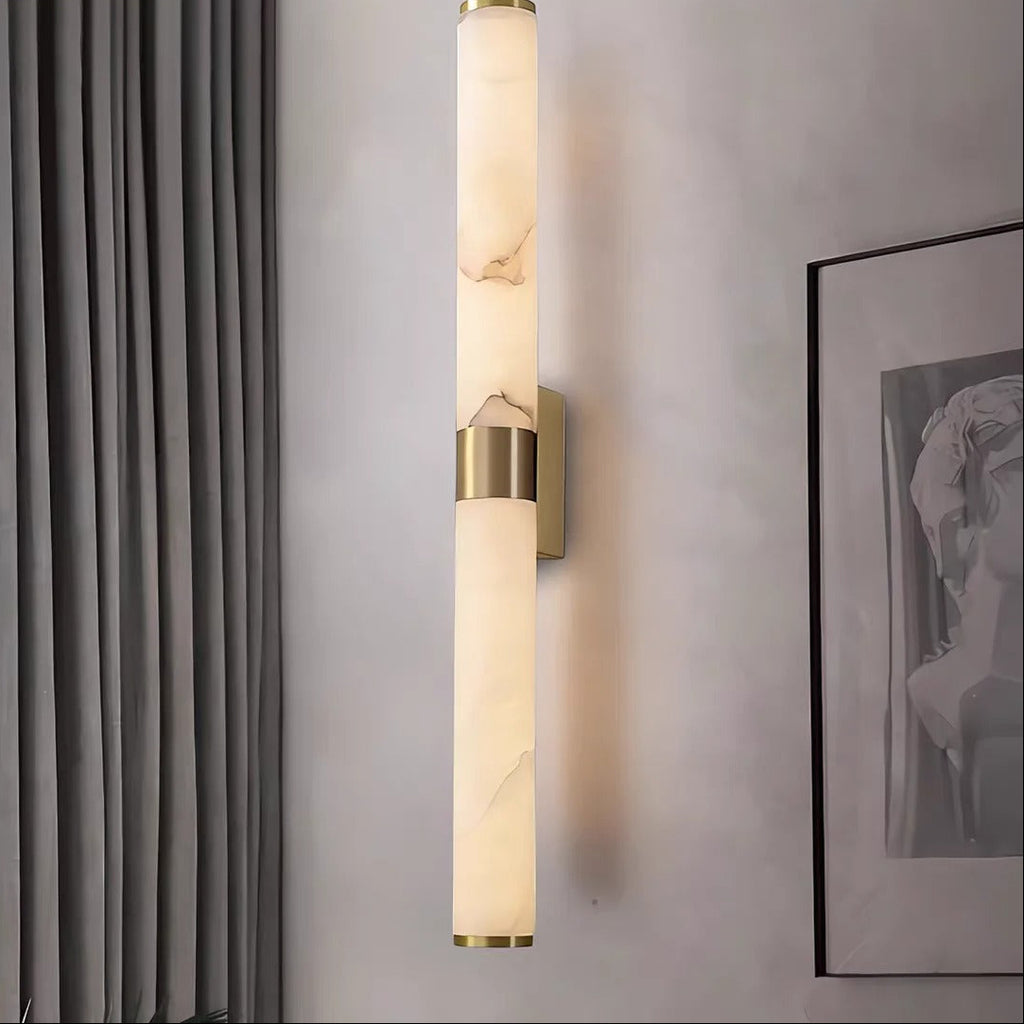 Eluno Mid Century Alabaster Double Cylinder Wall Sconce - Lumovique