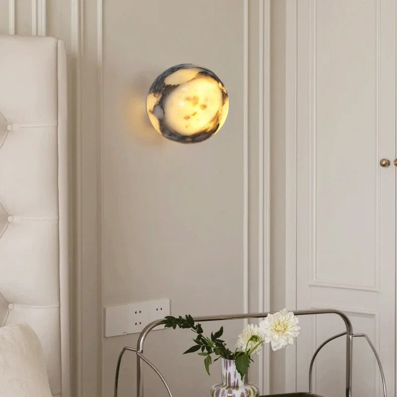 Ronsu Minimalist Marble Globe Wall Sconce - Lumovique