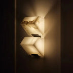 Zele Minimalist Alabaster Geometric Wall Sconce - Lumovique