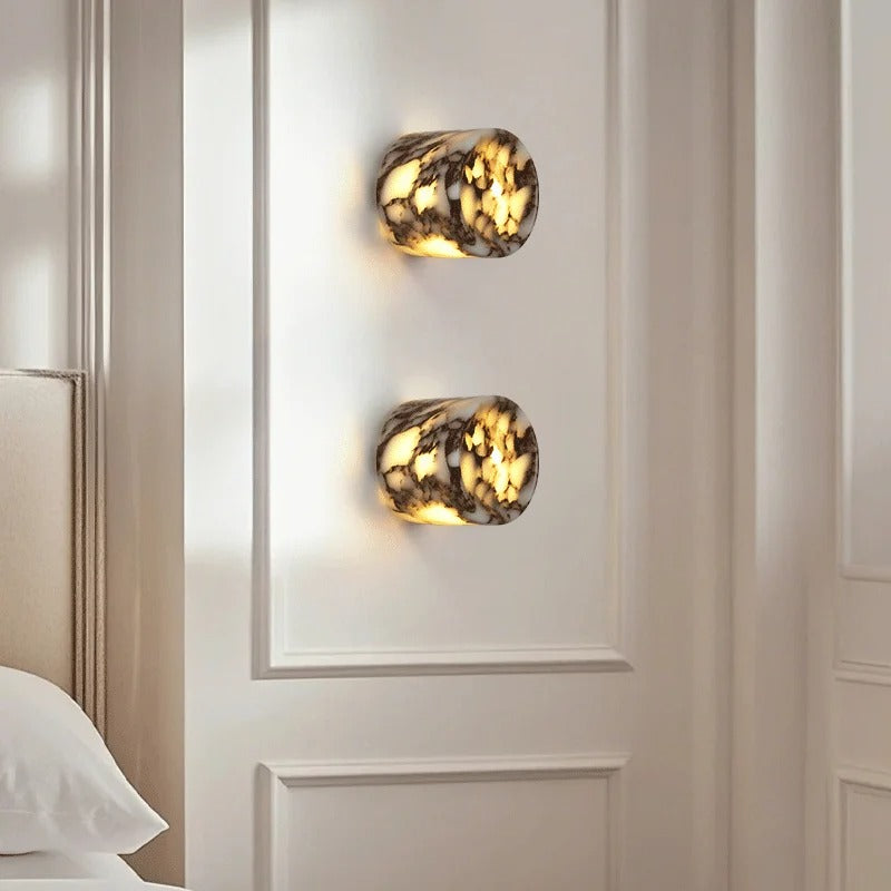 Miklo Minimalist Marble Drum Wall Sconce - Lumovique