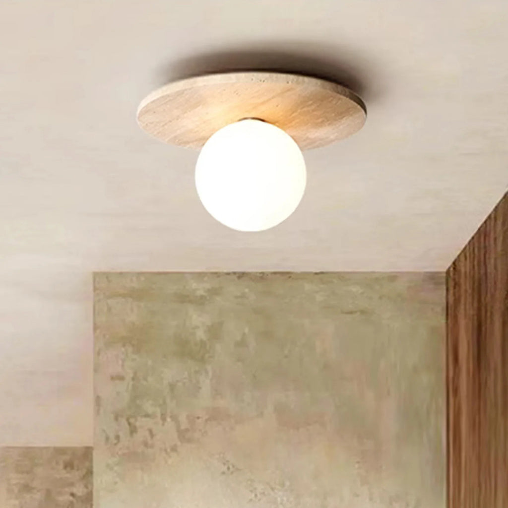 Faro Wabi Sabi Travertine Flush Mount Ceiling Light - Lumovique